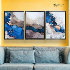 Blue and black marble wall art