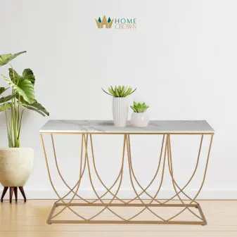white marble console