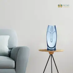 blue human glass vase