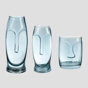 blue human glass vase