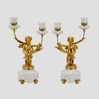 CANDLE HOLDER Brass Ceramic Material