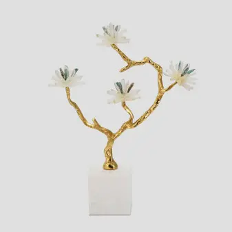brass and crystal flower decorative