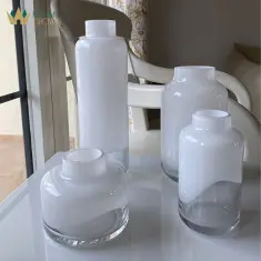 white crystal vases