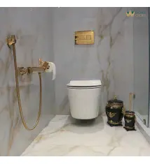 black toilet and basin set