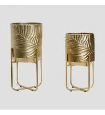 gold Floor Planter set of two