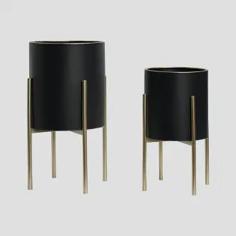 black Plant Stand set of two