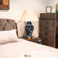ceramic lampshade in bedroom