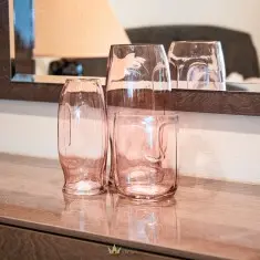 set of glass pink vase
