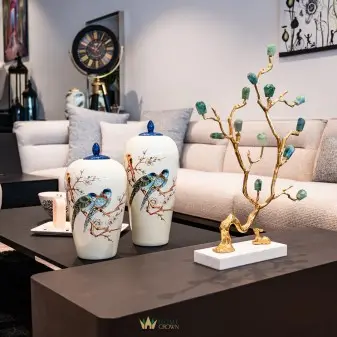 brass and marble tree decorative for living room