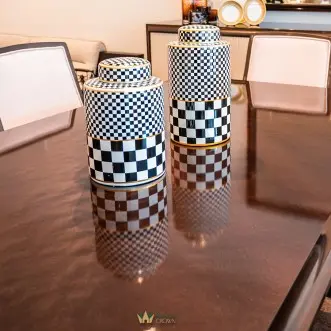black and white ceramic jars for dining table