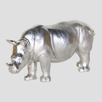 silver rhino statue home decor