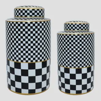 Checkered ginger vase