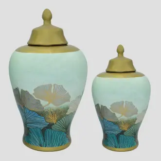 blue and green ginger jar